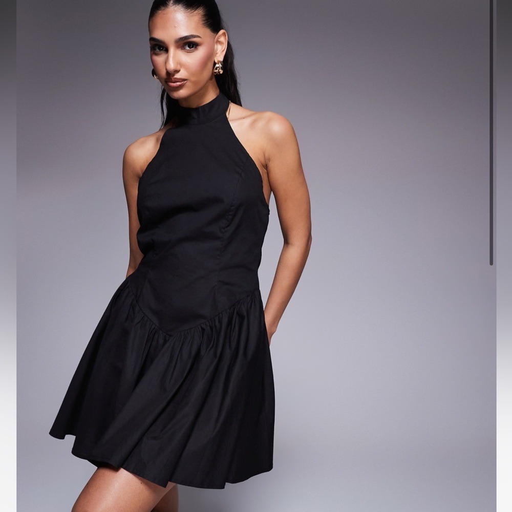 Kaiia Exclusive halterneck dropped V-waist mini dress - 12